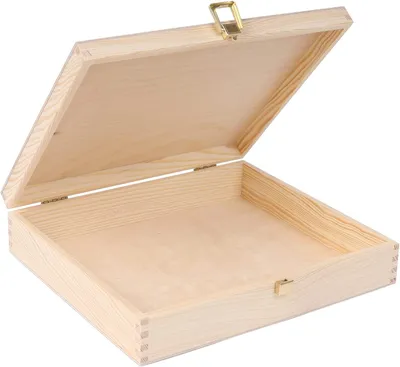 Obrázek produktu pro Creative Deco Dřevěná Krabice s Víkem Reminder Box | 29 x 25 x 6.5 cm | Box se Zámkem Storage Box Dřevěná Krabice Toy Box Nelakovaná Krabice bez úchytů | Ideální pro Cennosti a Hračky