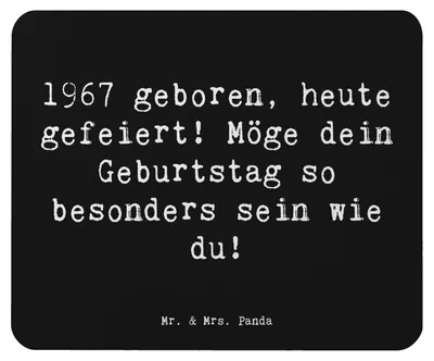 Produktbild von Mr. & Mrs. Panda Mouse Pad Spruch 1967 Geburtstag - Schwarz - Geschenk, Jubiläum, Happy Birthday, Geboren, Mauspad, einzigartige Geburtstage, Alter, Geburtstagssprüche