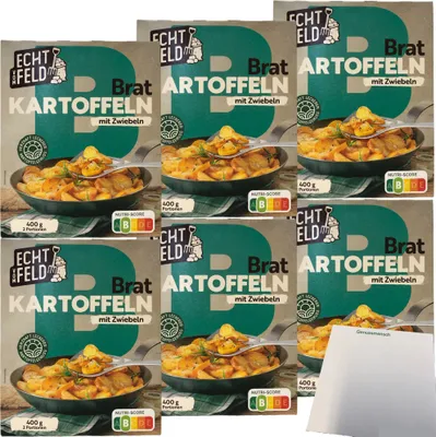 Produktbild von Echt vom Feld Bratkartoffeln mit Zwiebeln 6er Pack (6x400g Packung) + usy Block