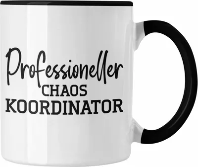 Produktbild von Trendation - Tasse für Chef Geschenk Professioneller Chaos Koordinator Chef Geschenkidee Lustige Kaffeetasse Vater Papa (Schwarz)