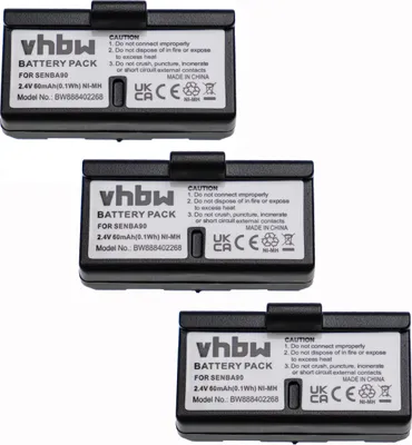 Produktbild von vhbw 3x Akku Ersatz für Sennheiser BA90, E90, E180 für Wireless Headset Kopfhörer (60 mAh, 2,4 V, NiMH)