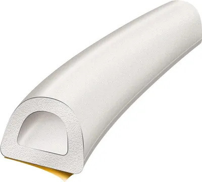A close-up, studio shot of a white D-shaped sealing profile.