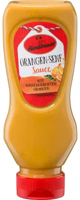 Zdjęcie produktu dla Händlmaiers delikatesowy sos musztardowy pomarańczowy wegetariański owocowy 225ml