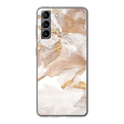 Produktbild von MuchoWow® Handyhülle Schutzhülle Hülle für Samsung Galaxy S21 Wasserfarbe - Gold - Braun Silikon Softcase Handy Hülle - Softcase
