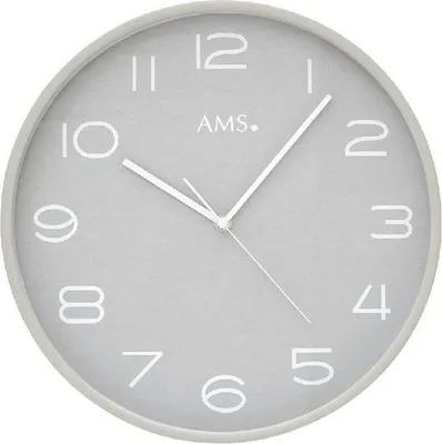 AMS 5534 Wanduhr Design – 40 Cm Durchmesser, Massivholz, Funk, Cremefarbenes Zifferblatt
