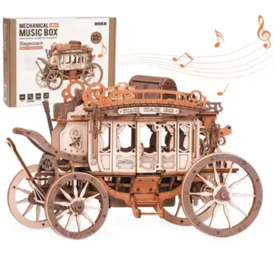 Produktbild von 3D Holz Spieluhr Kutsche Puzzle, 199 Teile, DIY Musikbox, Bastelset für Erwachsene, Geburtstag, Jahrestag, Kreatives Geschenk, Deko für Studie