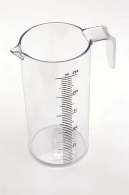 Produktbild von Messbecher 250 ml aus Kunststoff, standfest, mit Skala, Ausguss und Griff