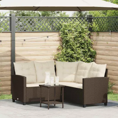 Produktbild von Möbel Gartensofa in L-Form mit Tisch und Kissen Braun Poly Rattan - Gartensofas CC3805