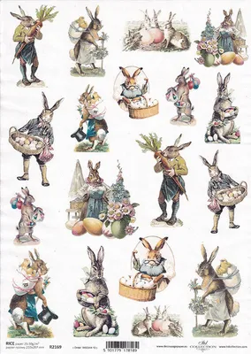Immagine prodotto di ITD carta di riso decoupage carta artigianale tecnica tovagliolo di carta morbida, coniglietto di Pasqua R2169