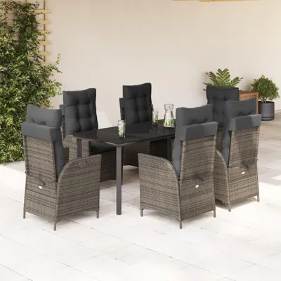 Image de vidaXL Ensemble de jardin 7 pièces avec coussins Gris Poly rotin