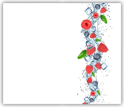 Produktbild von Tulup Glas Herdabdeckplatte Glaskeramikkochfeld-Abdeckung Spritzschutz Glasabdeckplatte Kochplattenabdeckung und Schneidebrett - Einteilig - 60x52 cm Waldfrüchte mit Eis