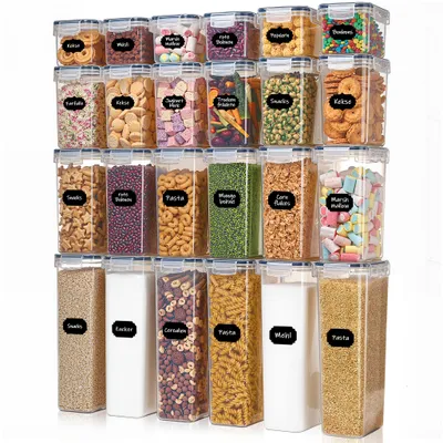 Produktbild von Theo&Cleo Luftdichte Vorratsdosen 24er Set, 4 Größen, BPA-frei, Küchen Aufbewahrungsboxen mit Deckel und Etikett