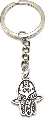 Image de Onwomania Porte-clés main avec œil argenté Métal Pendentif Charm
