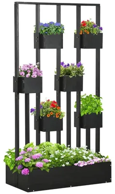 Immagine prodotto di Vaso modulare per piante su supporto | Colore: nero | Dimensioni: 45x90x170 cm