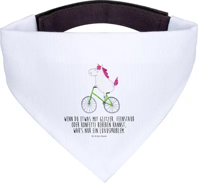 Produktbild von Mr. & Mrs. Panda Halstuch Hund Einhorn Radfahrer - Weiß - Geschenk, Radfahren, Bike, Unicorn, Rad, Tuch, Hundehalstuch, Für Hunde, Konfetti