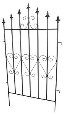 Produktbild von Dekozaun "Lilie", Metall, schwarz, Stecksystem, erweiterbar, 53 x 111 cm