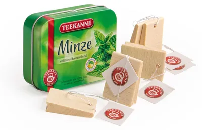 Produktbild von Holzteekanne Kinderkaufladen Spielzeug - In Box - 5 Teebeutel - Rollenspiel - Buche - 7,5 x 5,9 x 2,4 cm