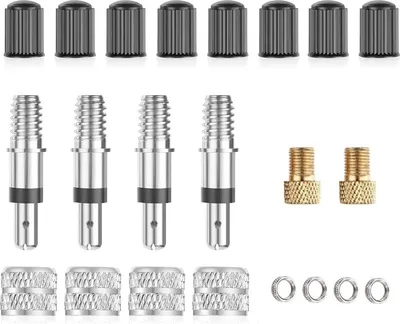 Produktbild von Fahrrad Ventil Adapter Set, Messing Ventiladapter und Ventil-Kappen, Teile Fahrradventil, Ventiladapter für Fahrräder, E-Bikes und E-Scooter