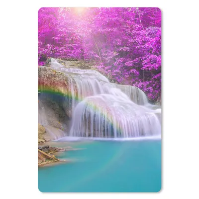 Produktbild von MuchoWow® Mauspad Mousepad Wasserfall - Bäume - Regenbogen - Lila 18x27 cm - Mousepads - Maus Mat - Pad - Mausunterlage