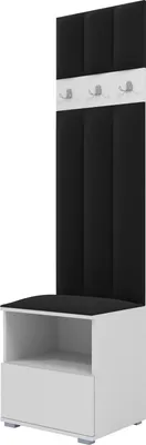Produktbild von Garderoben-Set Nela IV LUX, gepolsterte Garderobe 50 cm mit Sitzbank, Wandpaneelen und Stauraum (Farbe: Weiß + Trinity 16)