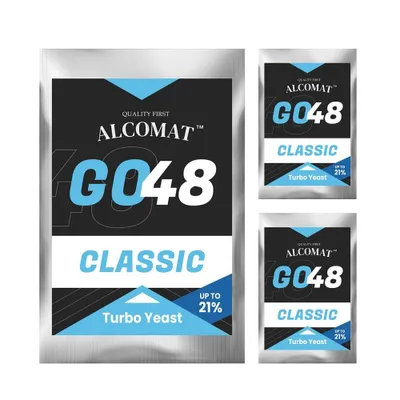 Produktbild von Alcomat GO 48 CLASSIC Turbo Hefe | Vitaminen und Spurenelementen | Alkohol Brennhefe | Gärhefe Hefe | auf 25 Liter, 3 Stück