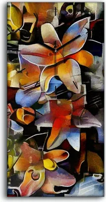 Produktbild von Wohnzimmer-Bild Leinwand Uhr Geräuschlos 30x60 Malerei Abstrakte Kunst Bunt - schwarze Hände