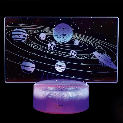 Image de Éclairage LED 3D représentant des planètes.