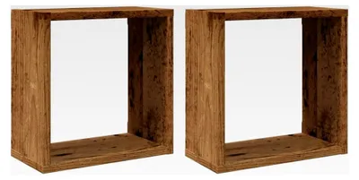 Produktbild von Holzwürfelregal Altholzfarbe 30x15x30cm Wandregal für Wohnzimmer und Schlafzimmer