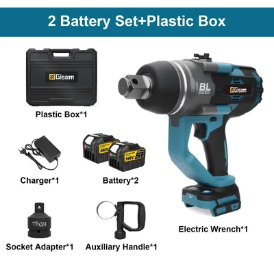 Immagine prodotto di Avvitatore a impulsi a batteria da 18V - Avvitatore a impulsi elettrico - Coppia elevata di 4500 Nm - Motore brushless - Attacco quadrato da 2,54 cm (1") - 2 batterie