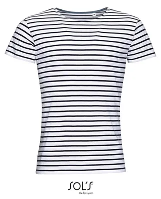 Image de SOLs 01398 | T-shirt rayé homme à la mode - Couleur : Blanc/Navy - Taille : L