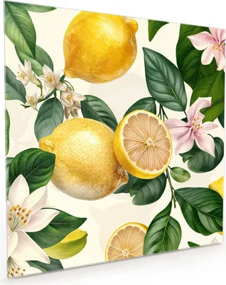 Produktbild von Küchenrückwand Spritzschutz Glas mit Motiv Zitronenblumen 40 x 40 cm