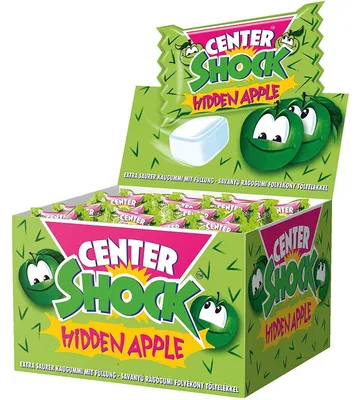 Obrázek produktu pro Centre Shock Hidden Apple žvýkačky s tekutou jablečnou příchutí 400g