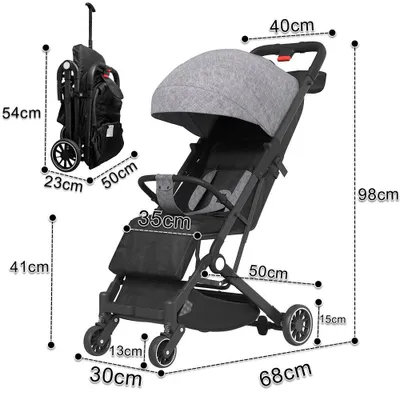 Produktbild von Kinderwagen - Leichter Buggy - Faltbar - 360° Schwenkräder - Verstellbare Rückenlehne - Für Kinder 3–6 Jahre bis 20 kg - Mit Einkaufskorb - Grau