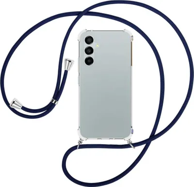 Produktbild von Handykette Backcover-Schutzhülle mit Band (Metall silberfarben) für Samsung Galaxy A54 5G (6.4'') - dunkelblau