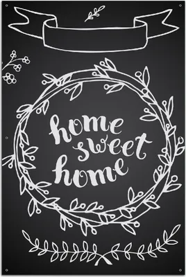 Produktbild von Wallario Outdoor-Poster für Garten oder Balkon, Motiv Home sweet Home  Weiß auf Schwarz, in ca. 61 x 91,50 cm