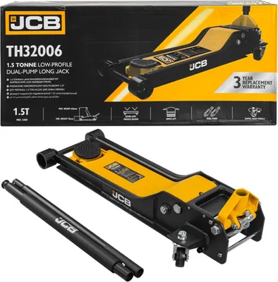 Image de JCB | Cric hydraulique, 1,5T, avec support en caoutchouc, profil bas, cric de manœuvre