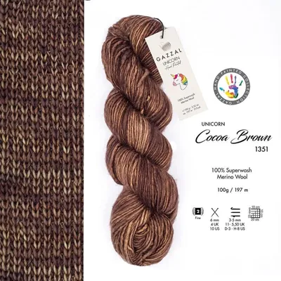 Produktbild von Gazzal Unicorn 1351 Wolle Strickwolle Häkelwolle 100 g 197 m Kakaobraun