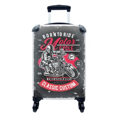 Produktbild von MuchoWow® Koffer Handgepäck Trolley Rollkoffer Kleine Reisekoffer mit 4 Rollen - Mancave - Motorrad - Vintage - Zitate - Cabin Size < 55x40x23 cm & 55x40x20 cm - Fotokoffer - Kabinenkoffer - Boardgepäck - Reise-Box - Reisekoffer - Reisegepäck - Koffer mit Bild - Trolley für Kinder