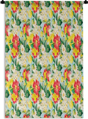 Produktbild von MuchoWow® Wandteppich Wandbehang Blumen - Rosen - Farben - Muster 120x180 cm Tapisserie Dekoration Wandtuch - Schlafzimmer - Dekorationen für das Haus