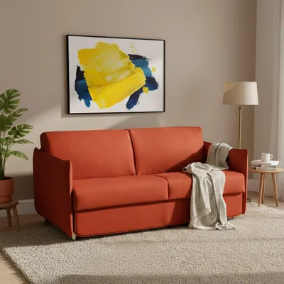 Immagine prodotto di Verceia - Divano Letto 2 Posti, 160x95 cm Arancione, Sfoderabile  Italy