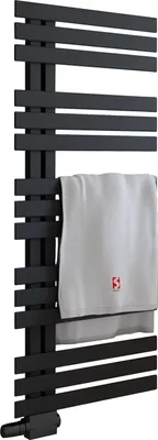 Produktbild von Schulte Heizkörper Emma, 123,6 x 50 cm, Mittelanschluss seitlich versetzt, Mattschwarz, für Zentralheizung, ohne Thermostat/Heizstab