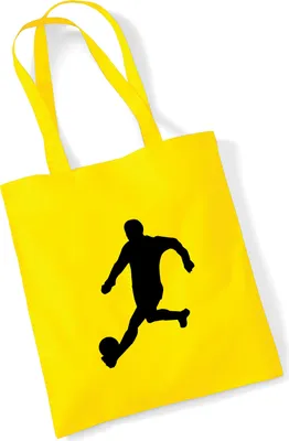 Produktbild von Huuraa Jutebeutel Fußball Soccer 10 Liter Yellow Baumwolle Tasche Geschenkidee