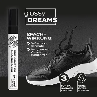 Produktbild von Glossy Dreams Imprägnierstift für Schuhnähte Saubere Optik ohne Wasser 3 Anwendungen, Farbe:Schwarz