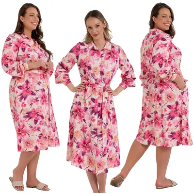 Produktbild von Kleid - Damenkleid Größe L - Midikleid rosa - Sommerkleid - Freizeitkleid