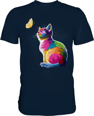 Produktbild von Schmetterling Mädchen Frauen Katzen T-Shirt – Navy / 3XL