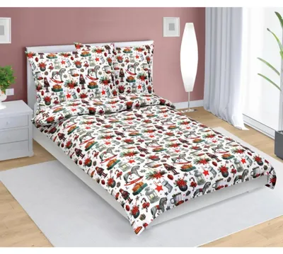 Obrázek produktu pro Bavlněné povlečení dětské - vánoce - 140x200 cm. 70x90 - červená