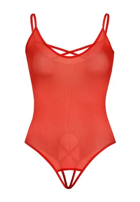 Produktbild von Teyli Mesh-Bodysuit mit dünnen Trägern Silvia Female 2434 rot L/XL