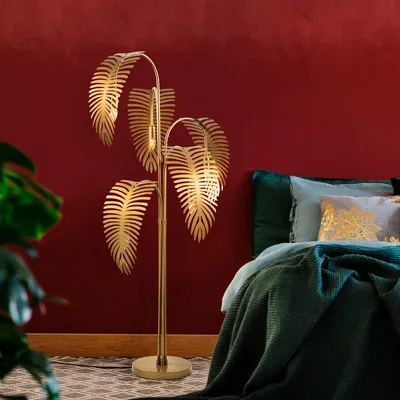Produktbild von Opviq, Palm 13925 - Gold, Stehlampe, METALLKÖRPER, Gold, 157 x 71 x 71 cm