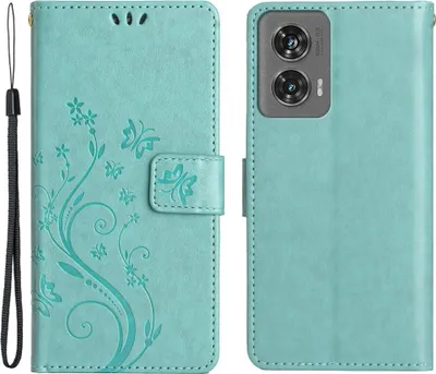 Produktbild von Motorola Edge 50 Fusion Hülle - Coverup Blumen & Schmetterlinge Klapphülle - Mintgrün