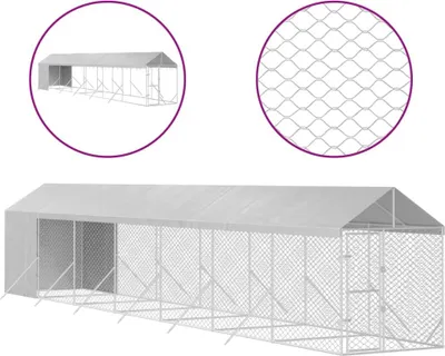 Obrázek produktu pro vidaXL Venkovní bouda pro psy se střechou stříbrná 2x14x2,5 m ocelová pozinkovaná